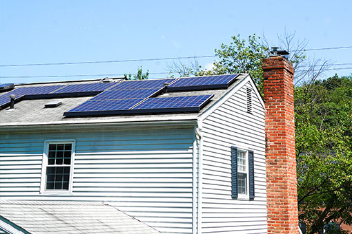 House with solar panels on roof