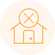 House with an X symbol above it, indicating stopping or ending service